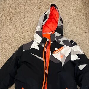 Spyder Youth Black & Orange Hooded Winter/Ski Jacket